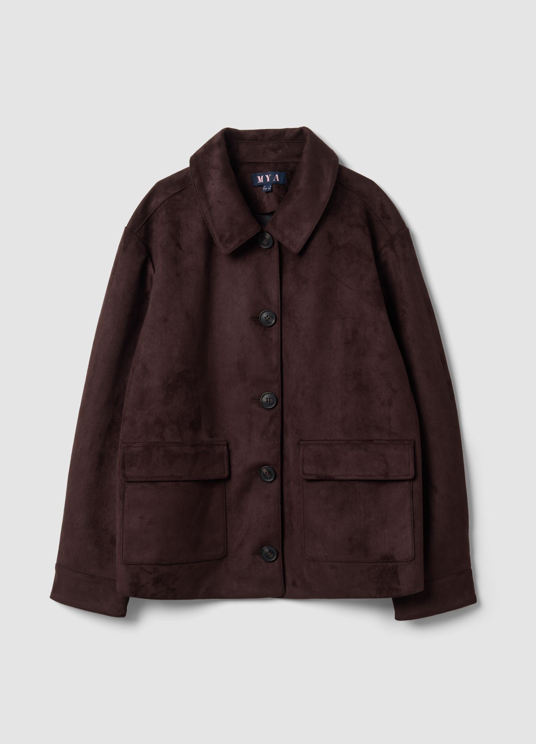 Brown regular-fit jacket with buttons