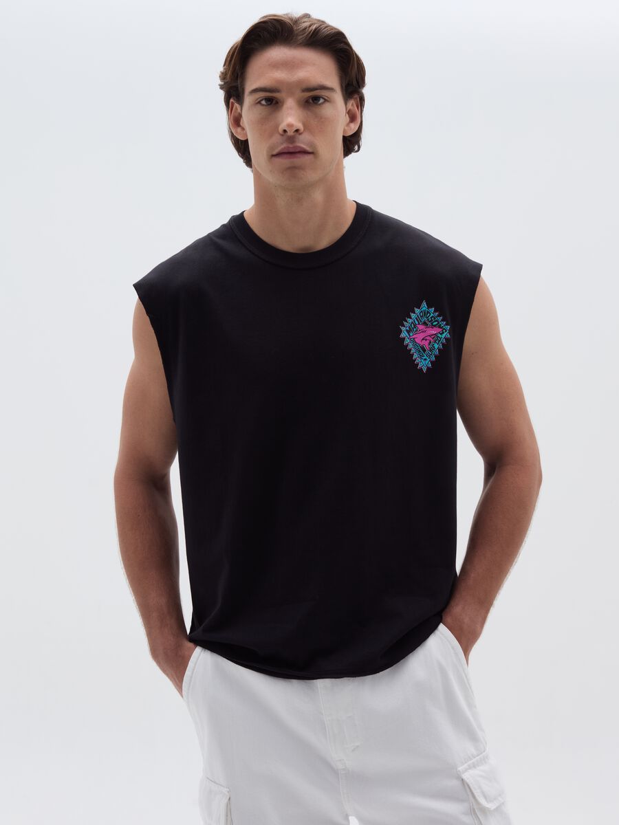 Tank top with shark and logo print_0