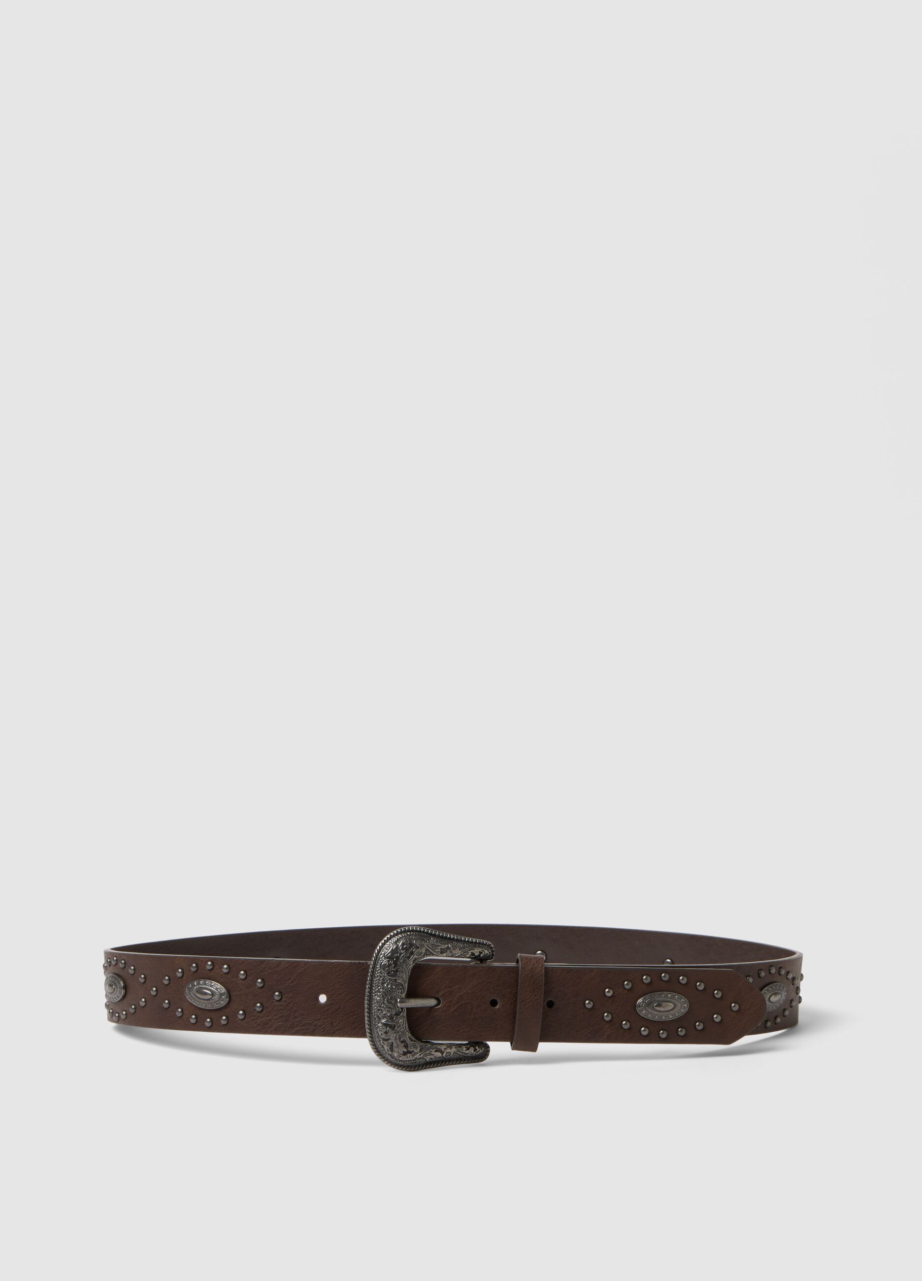 Brown belt with metal accents
