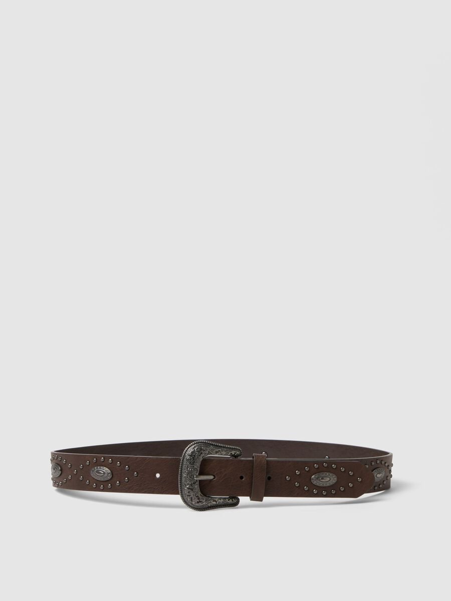 Brown belt with metal accents_0