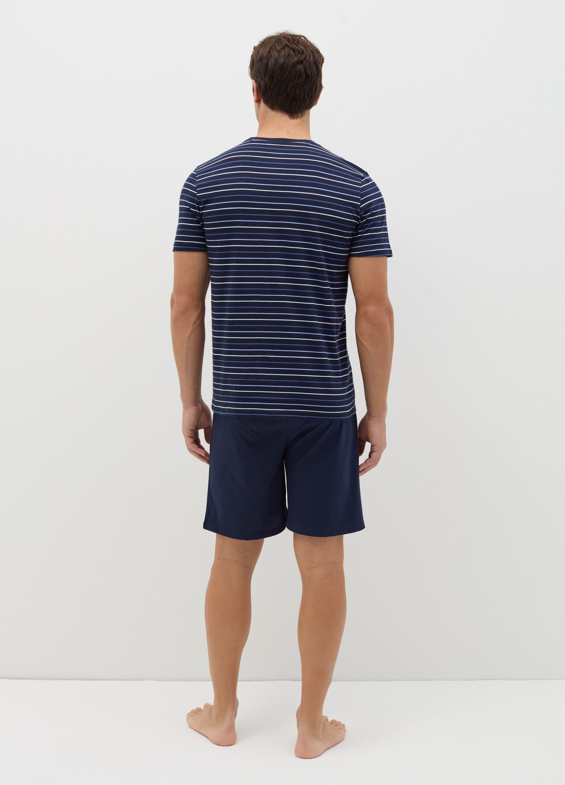 Short cotton pyjamas with striped pattern