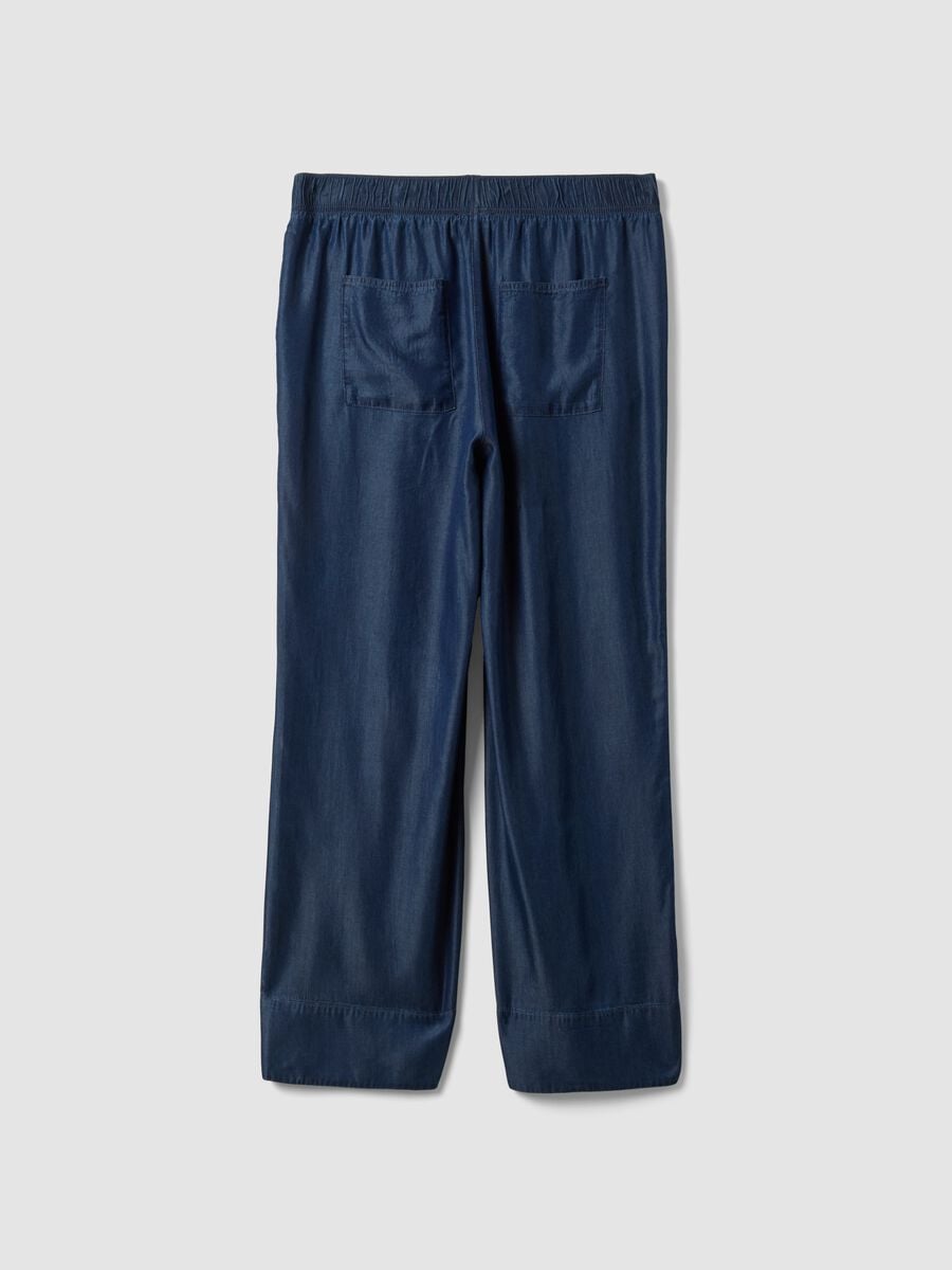 Pantaloni blu in puro lyocell con vita elasticizzata regular fit_1