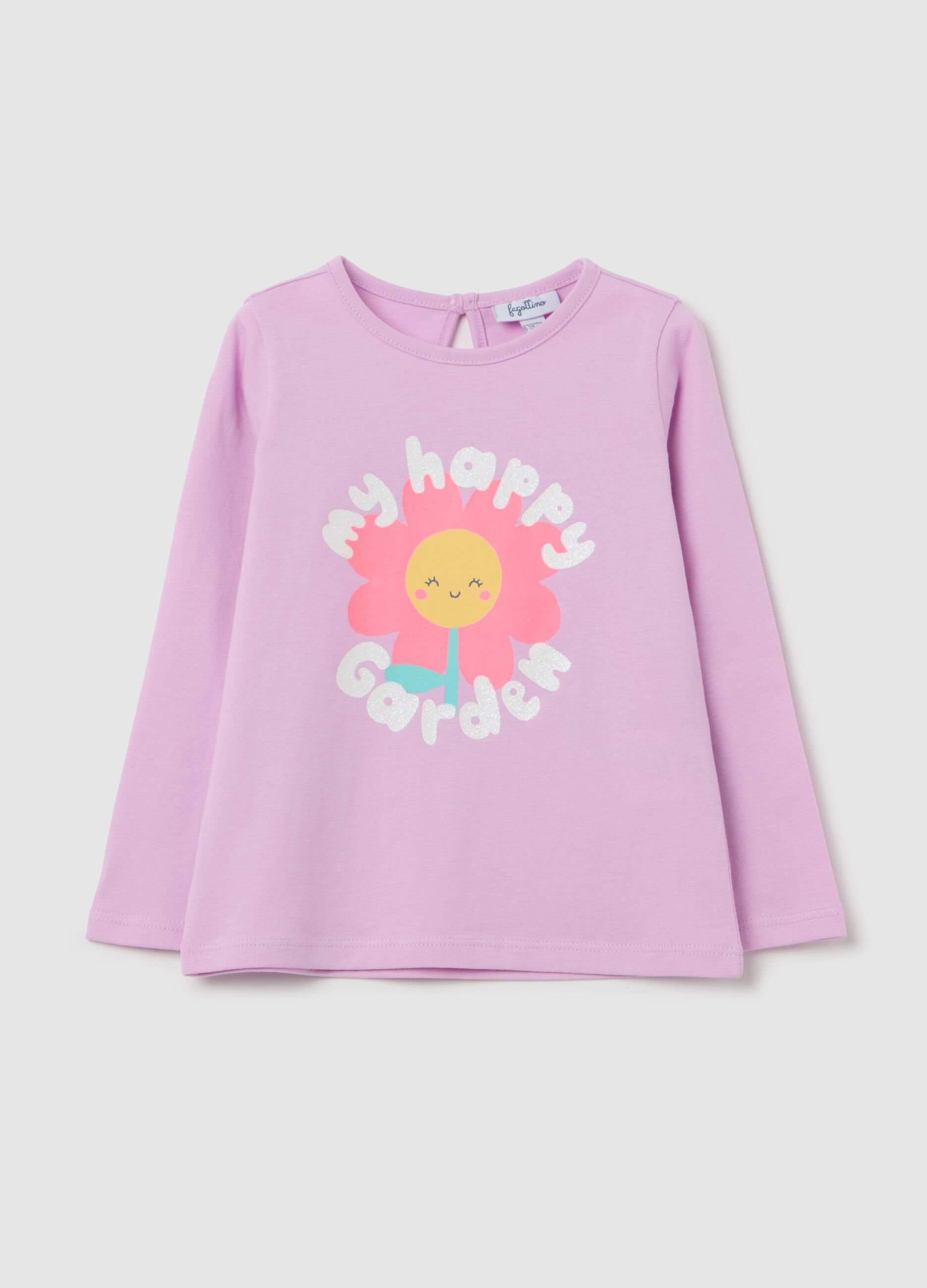 Long-sleeved T-shirt with glitter ice cream print