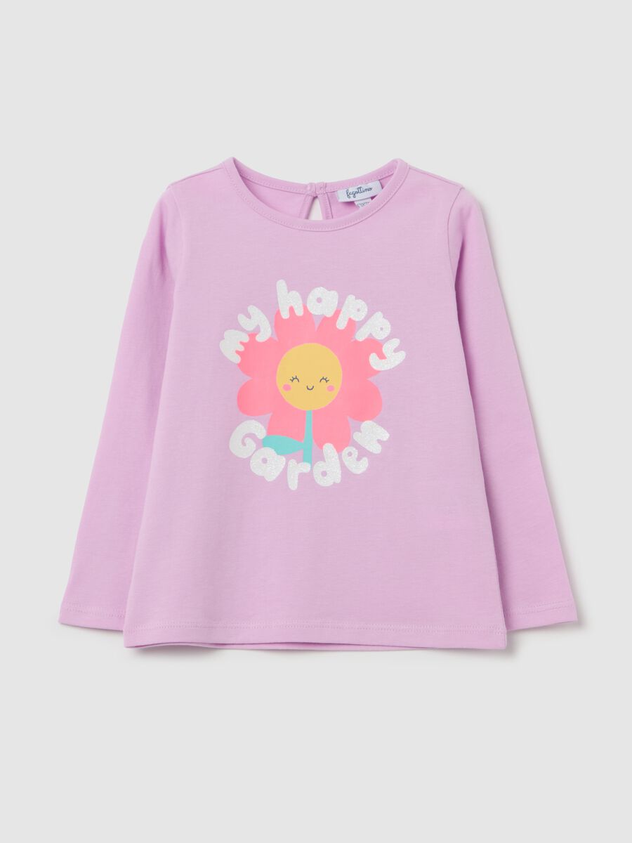 Long-sleeved T-shirt with glitter ice cream print_0