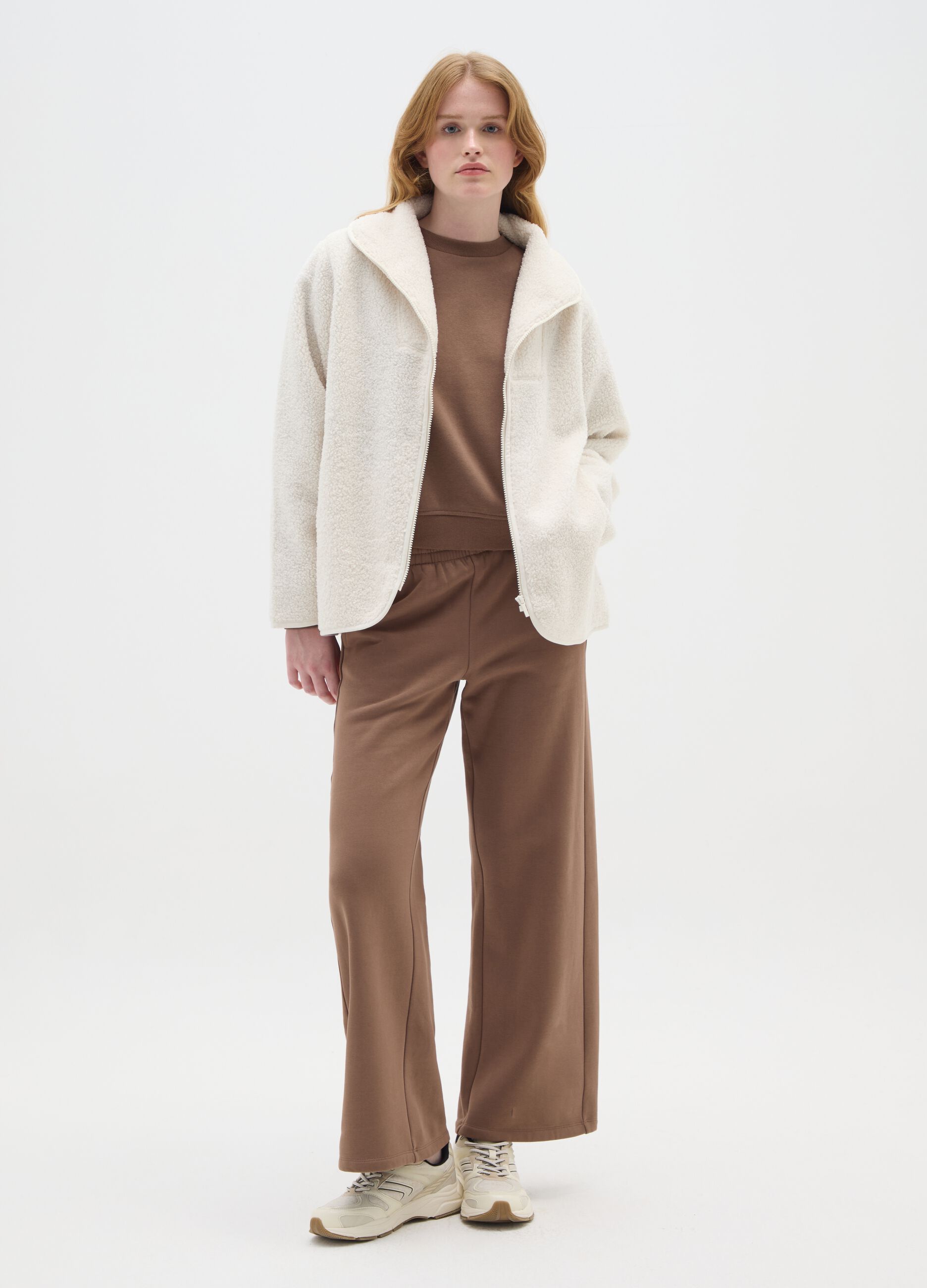 White regular fit zip-up sweatshirt