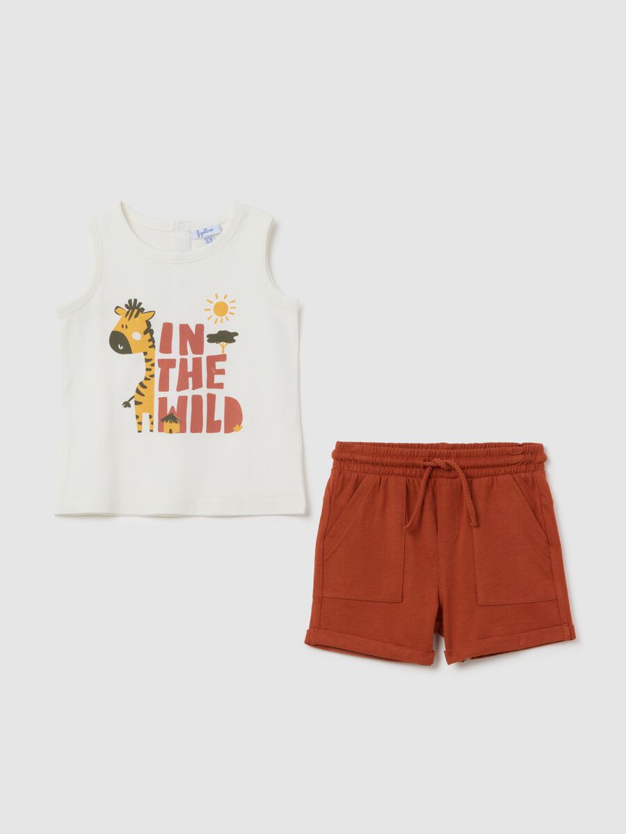 Children's set in pure white and orange cotton regular fit_0