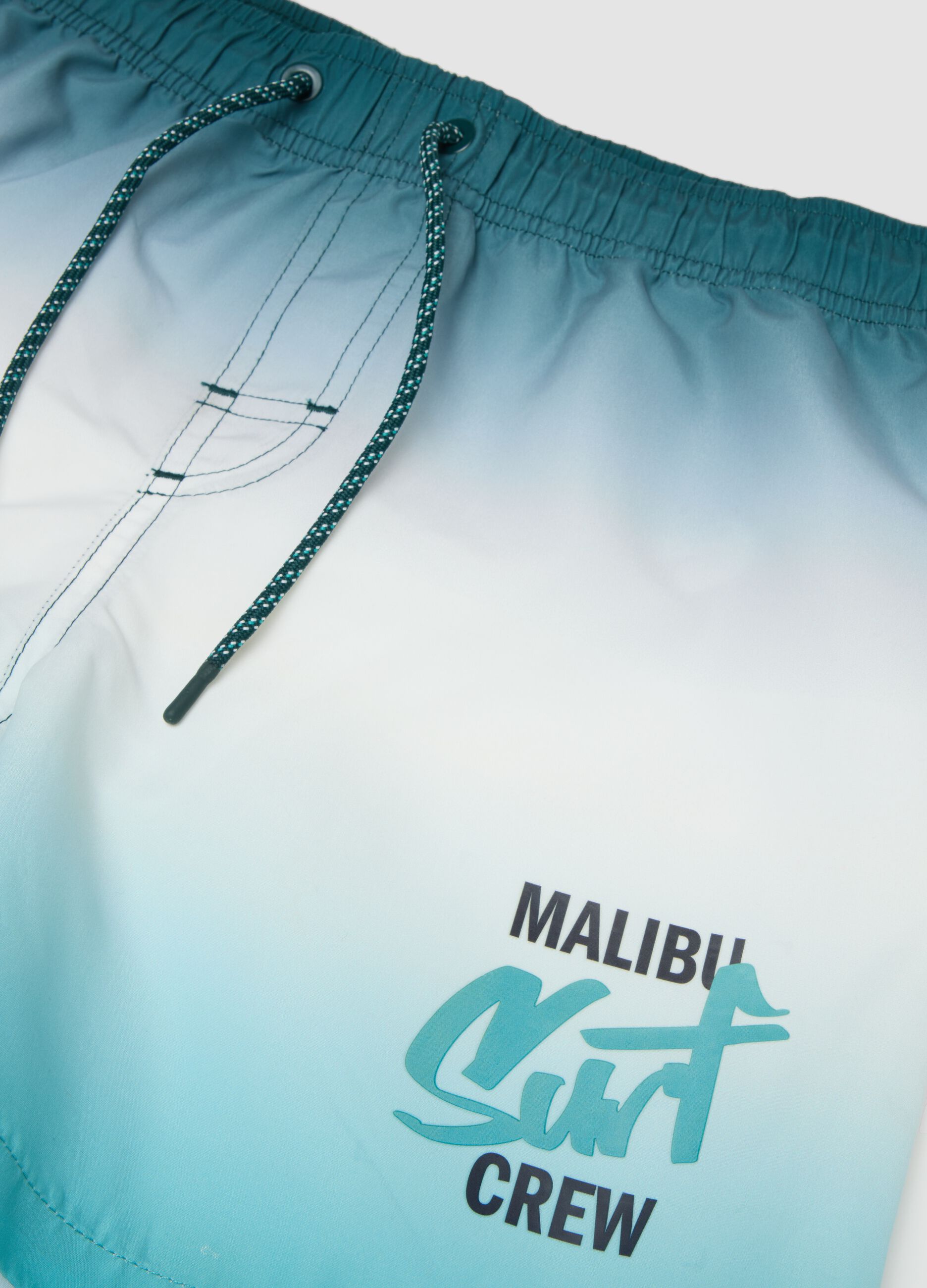 Boys&rsquo; blue ombr&eacute; swim shorts with drawstring