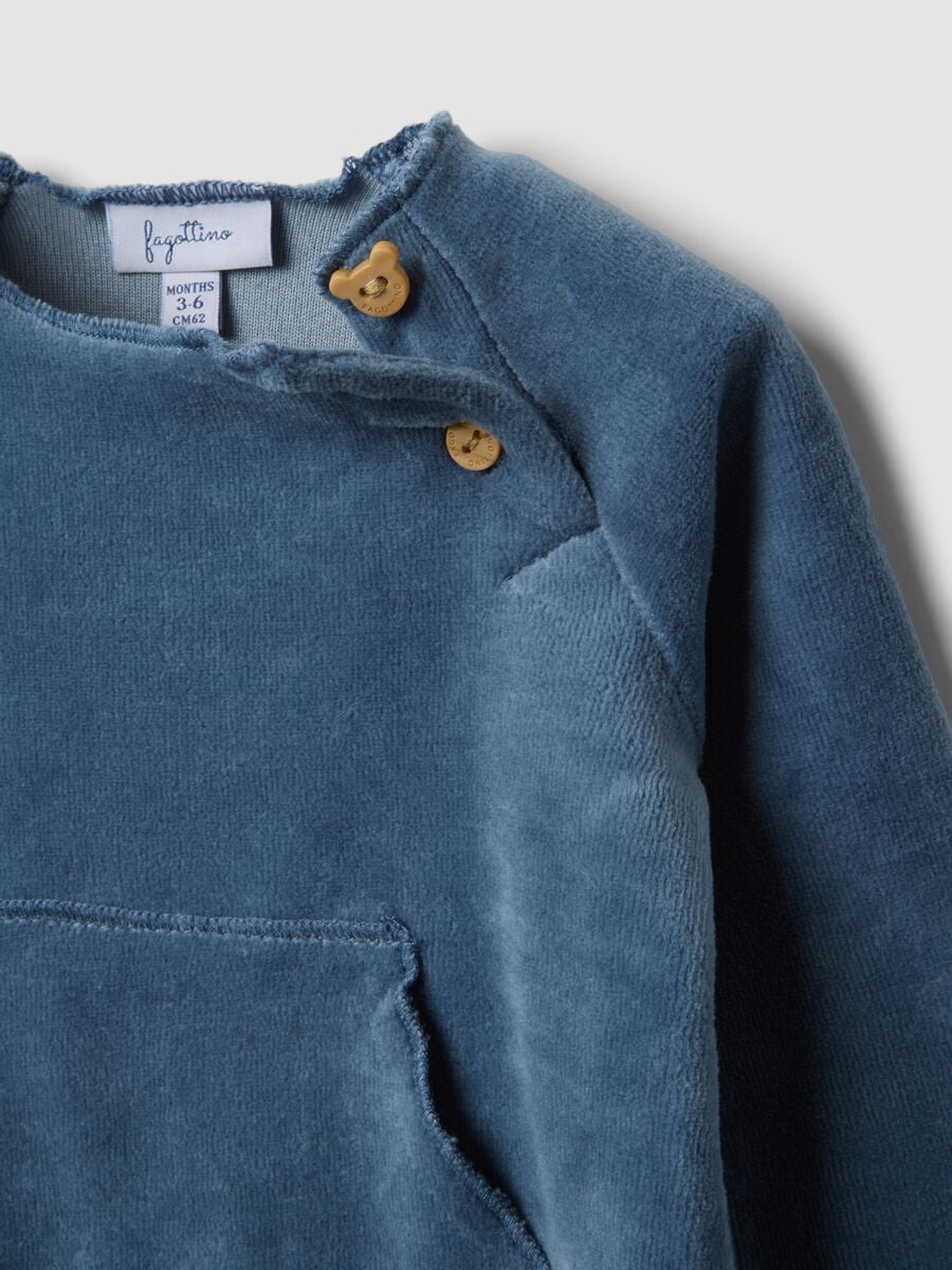 Completo velour blu in misto cotone con bottoni sulla spalla regular fit_2
