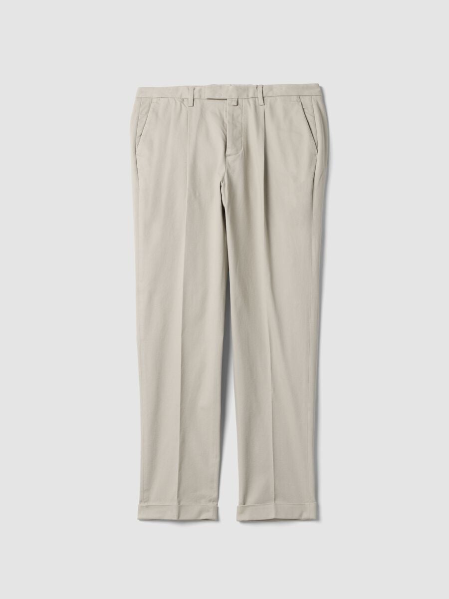 Pantaloni chino grigi in cotone elasticizzato regular fit_0