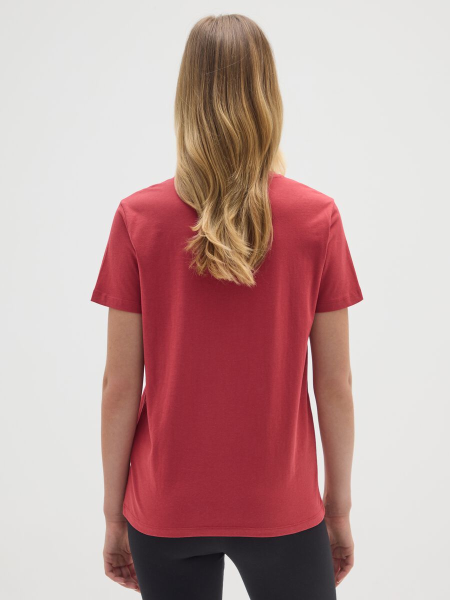 Red pure cotton regular fit t-shirt_2