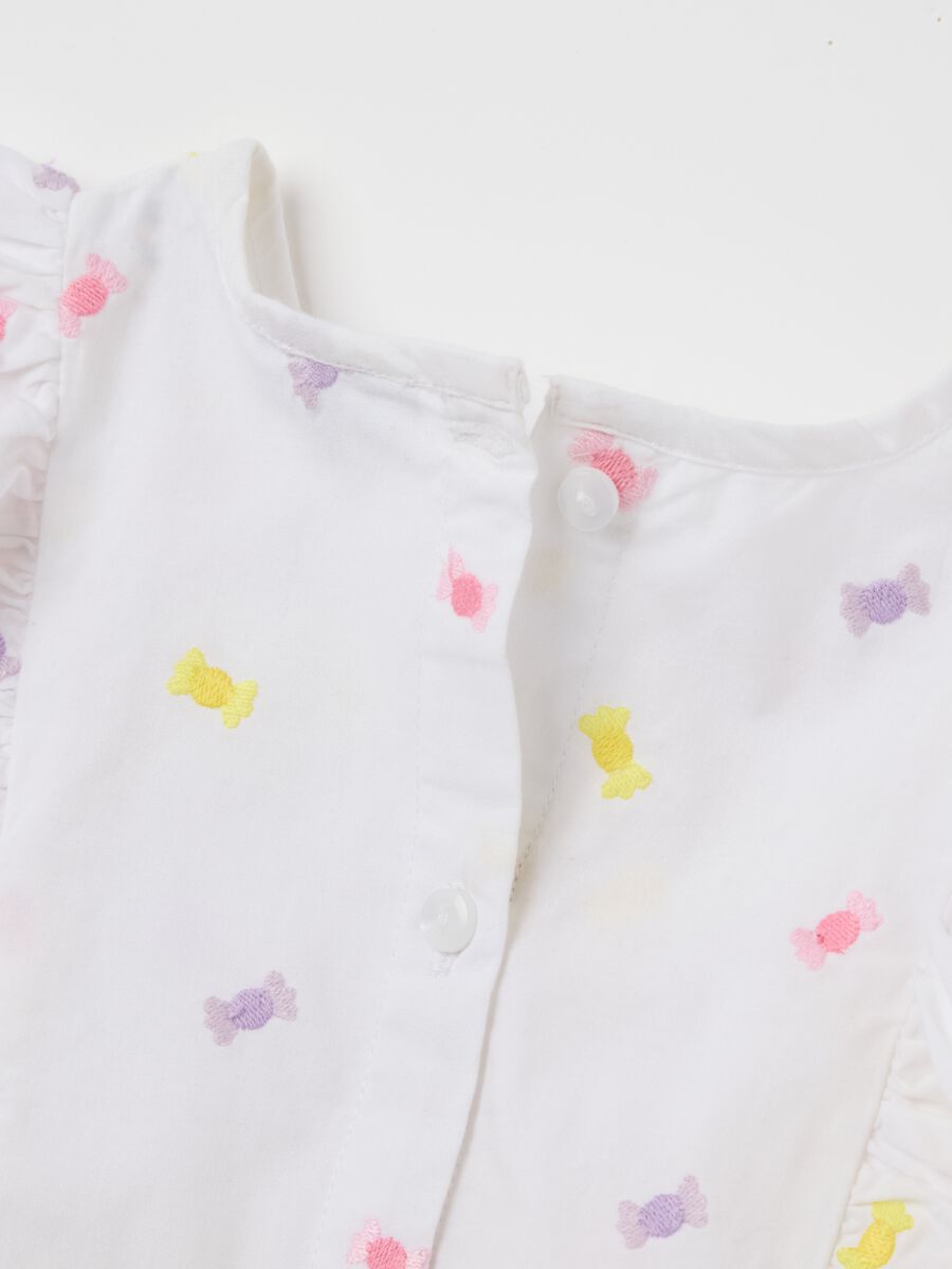 White Summer Blouse with Ruffles and Bow Details Fagottino_2