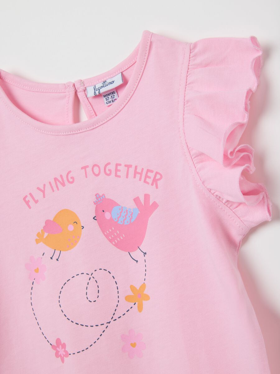 Baby girl pink pure cotton regular fit t-shirt with ruffles_2
