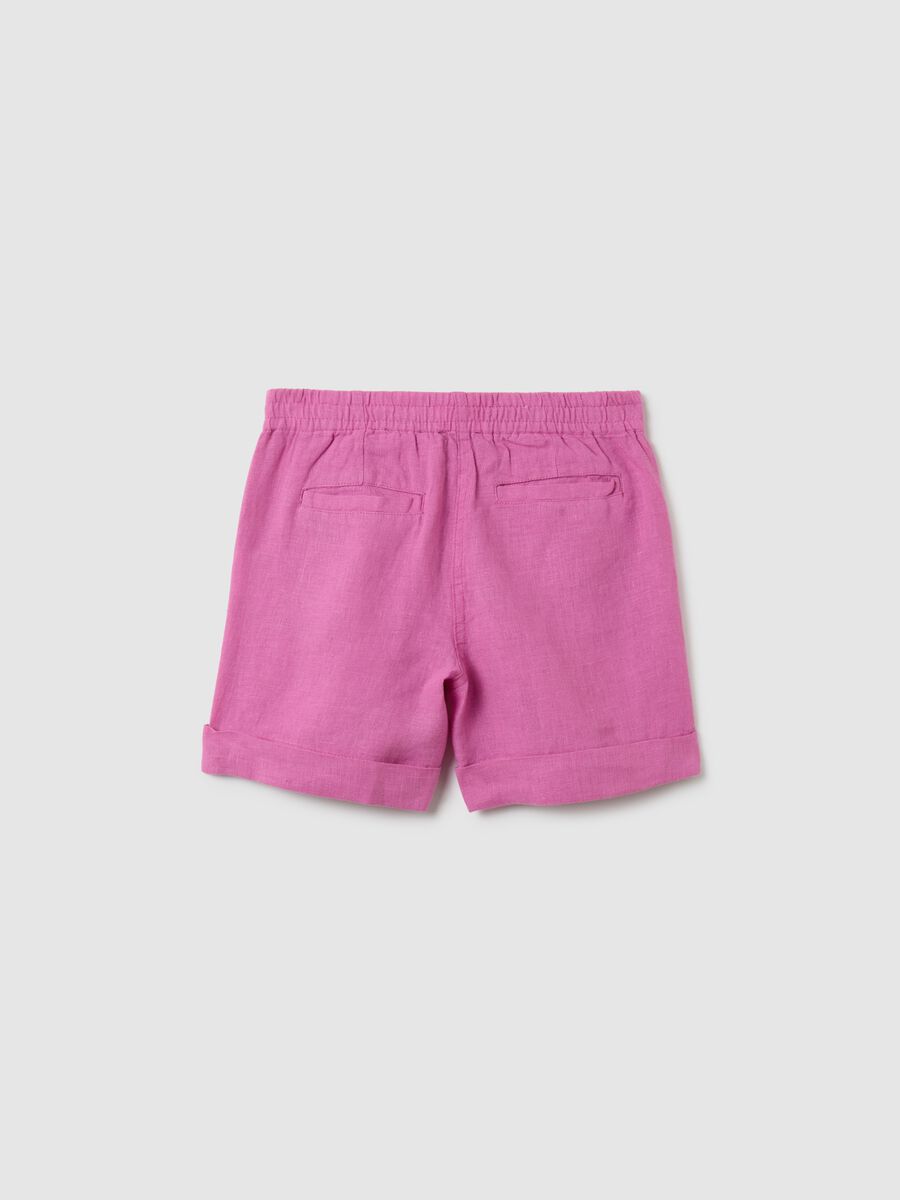 Girls' pink linen shorts regular fit_1
