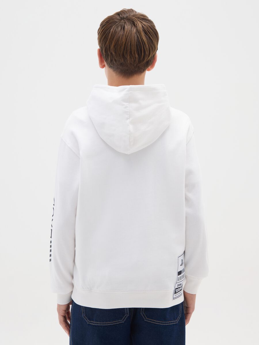 Felpa da ragazzo in puro cotone bianca con cappuccio_1