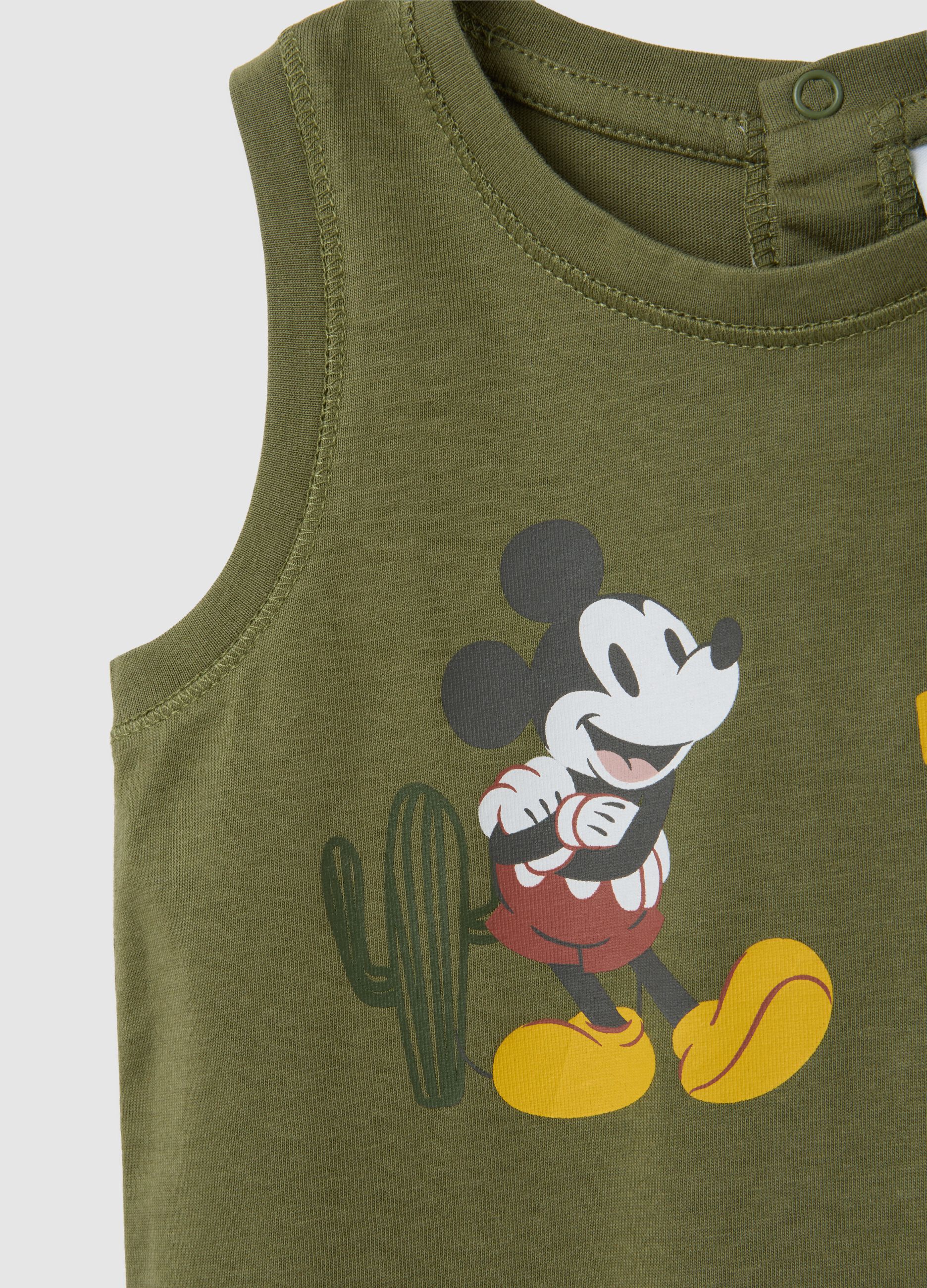 Green sleeveless children's top in pure cotton