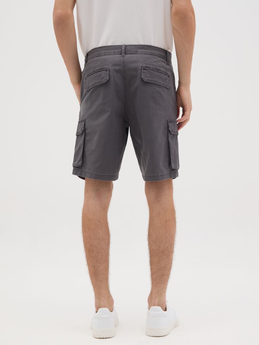 Men's grey stretch cotton cargo trousers_2