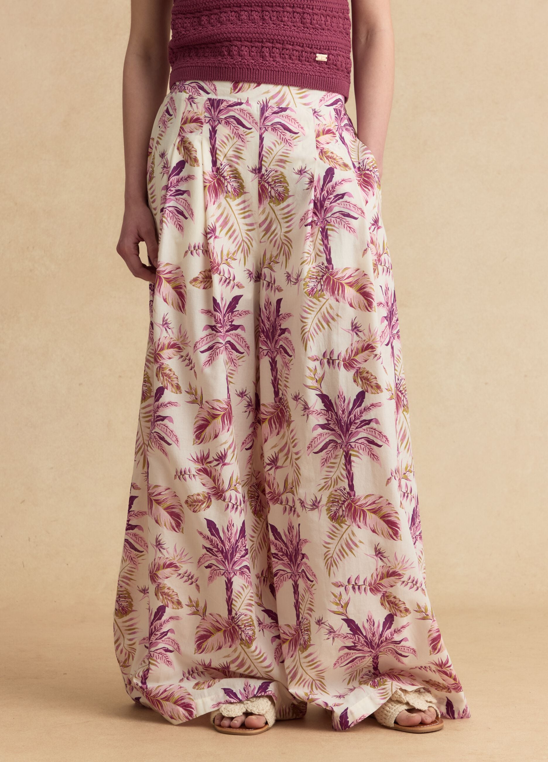 Pink pure cotton palazzo trousers