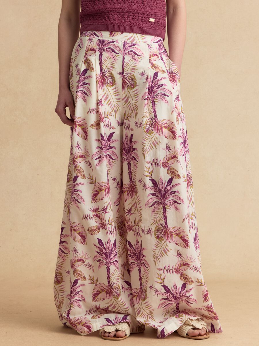 Pink pure cotton palazzo trousers_1
