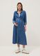 Long blue maternity dress in pure lyocell, regular fit_0