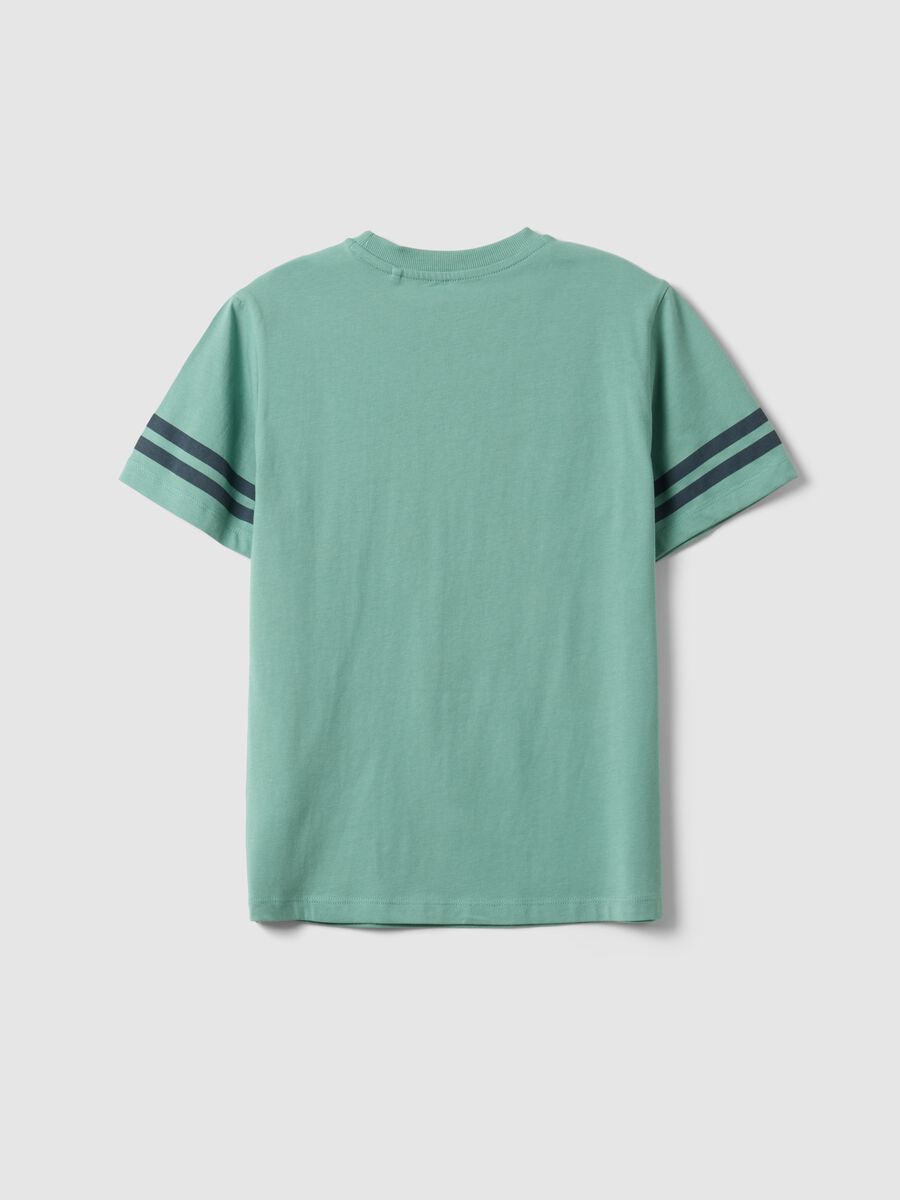 T-shirt verde in puro cotone da ragazzo con dettagli grafici regular fit_4