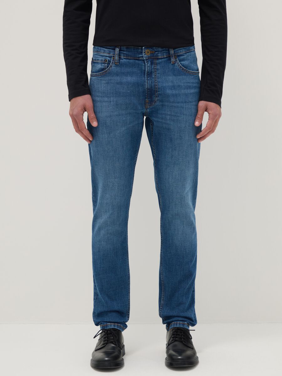 Slim fit stretch cotton blue jeans_1