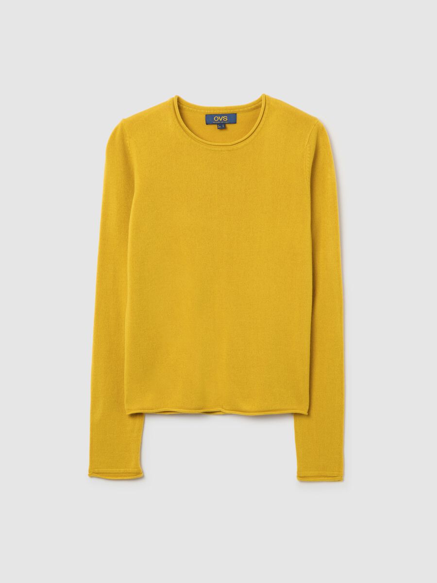 Yellow crew neck fitted jumper_4