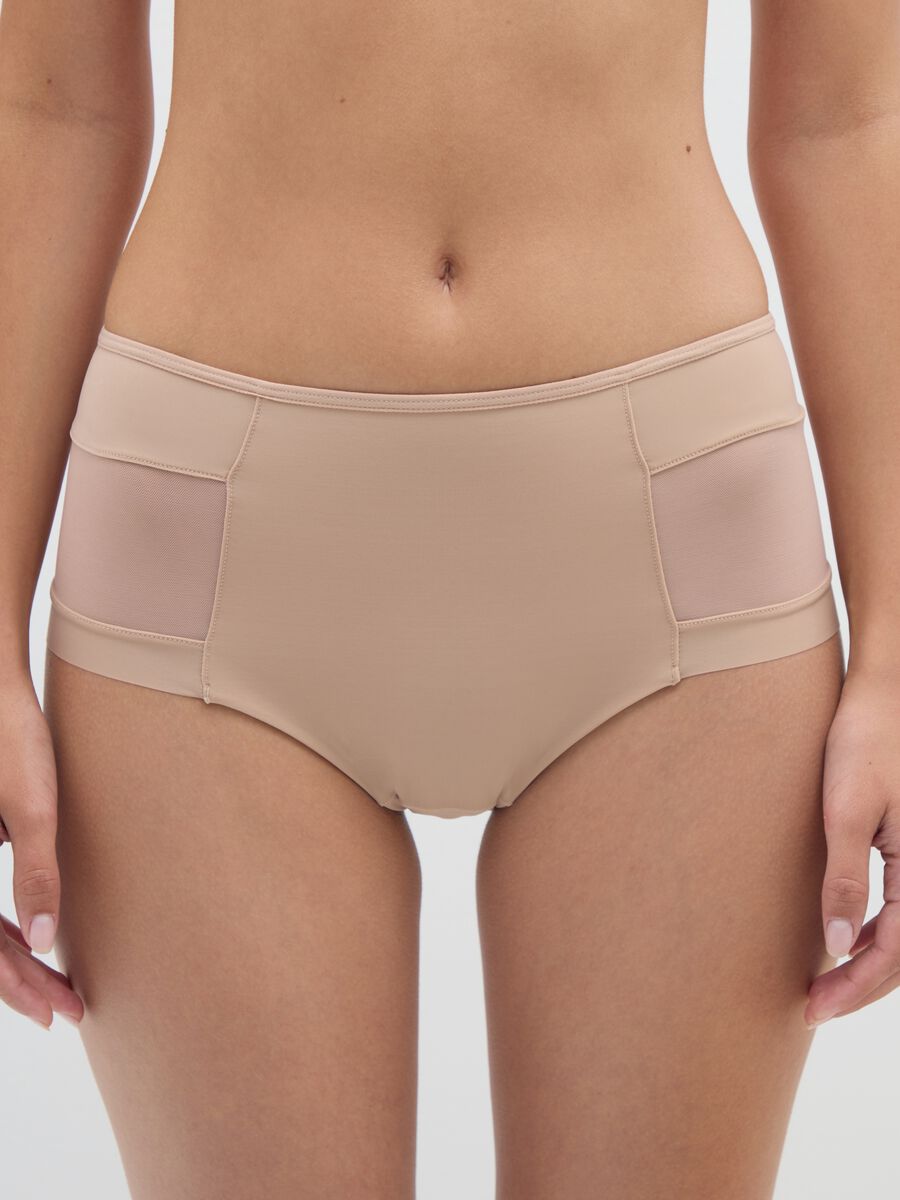 High-waisted briefs in beige stretch blend_1