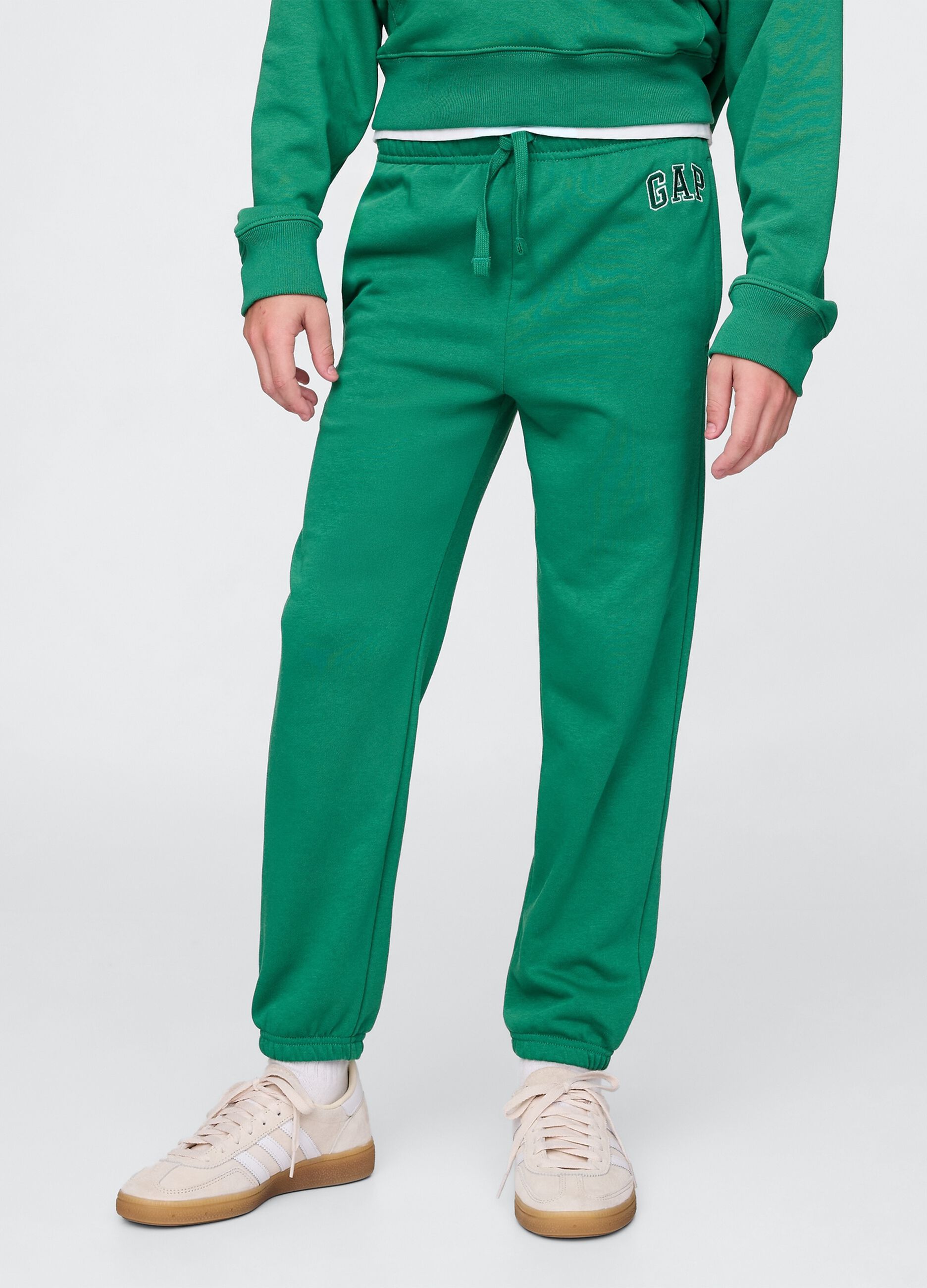 Children's green jogger trousers in cotton blend