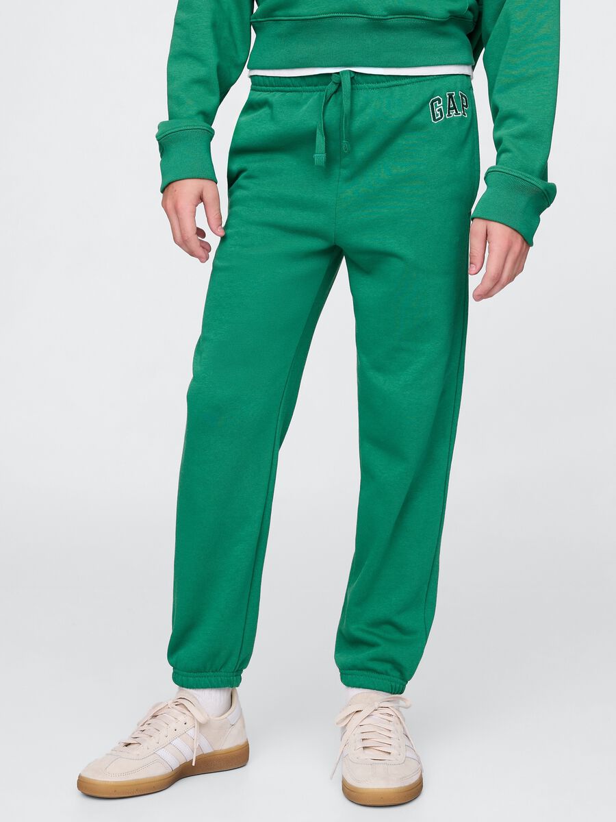 Children's green jogger trousers in cotton blend_1