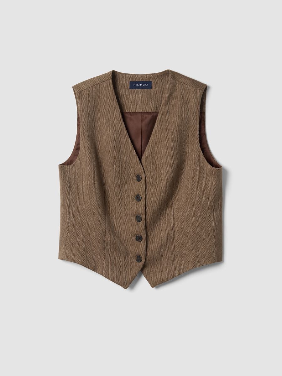 Gilet marrone in viscosa elasticizzata regular fit_4