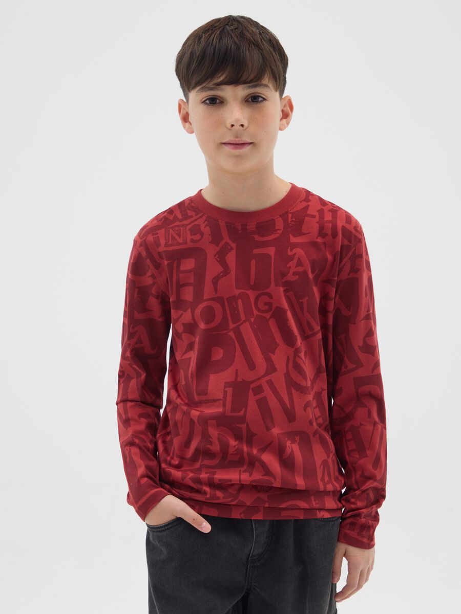 Boys' Red T-shirt in Pure Cotton Regular Fit_0