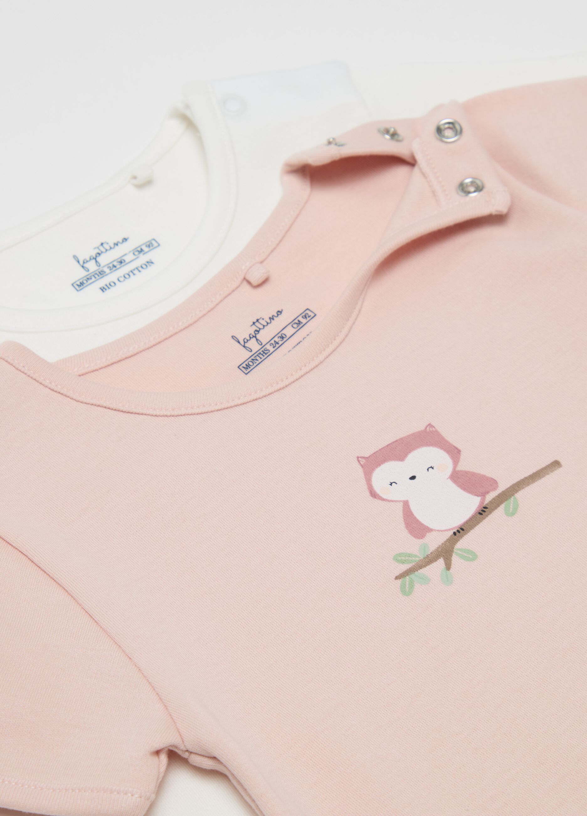 Two-pack organic cotton bodysuits with print