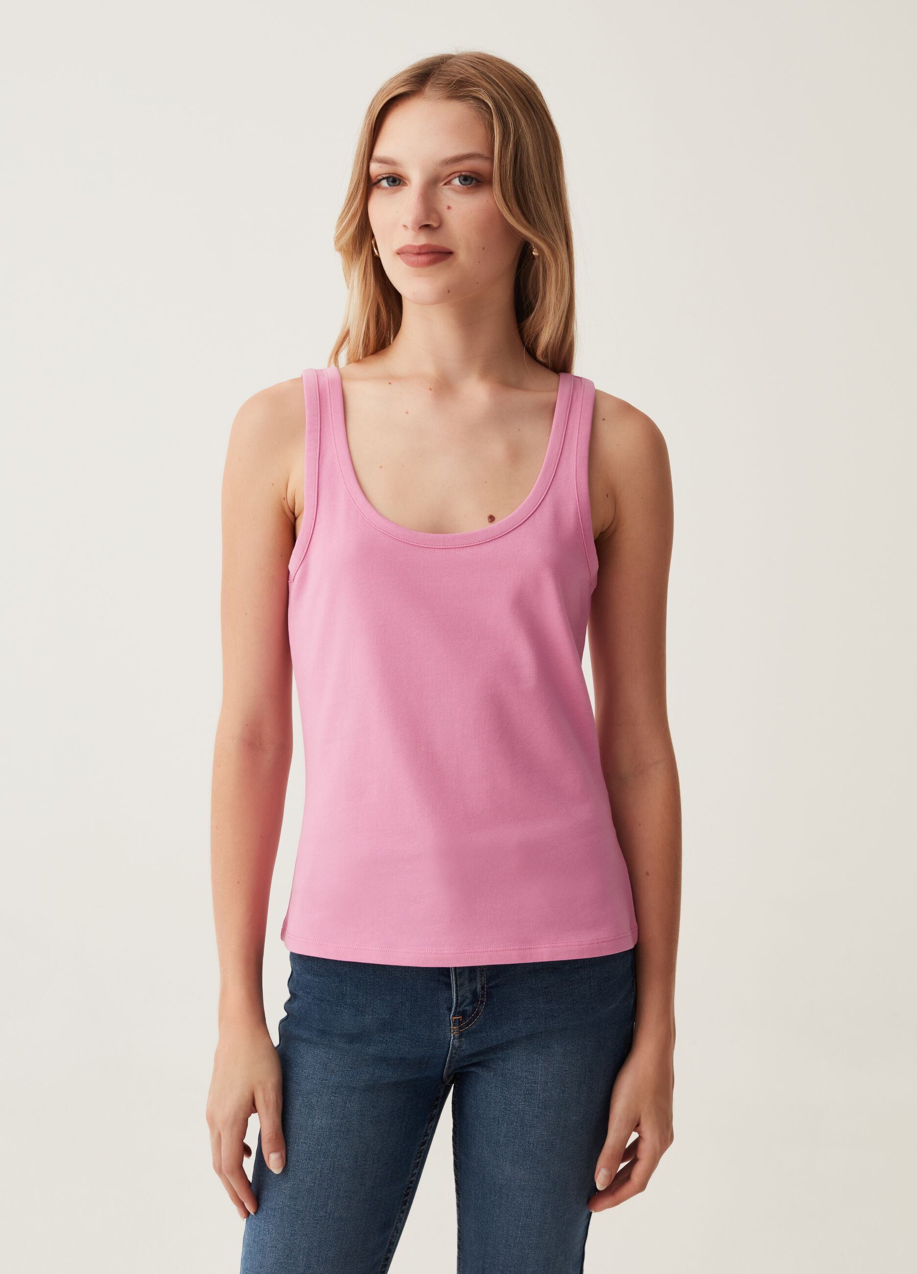 Tank top in cotone stretch_1