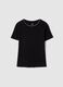 Black pure cotton regular fit T-shirt with contrast stitching_0