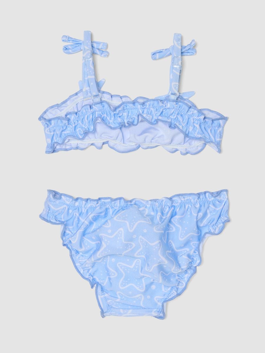 Sky-blue stretch bikini with frills_1