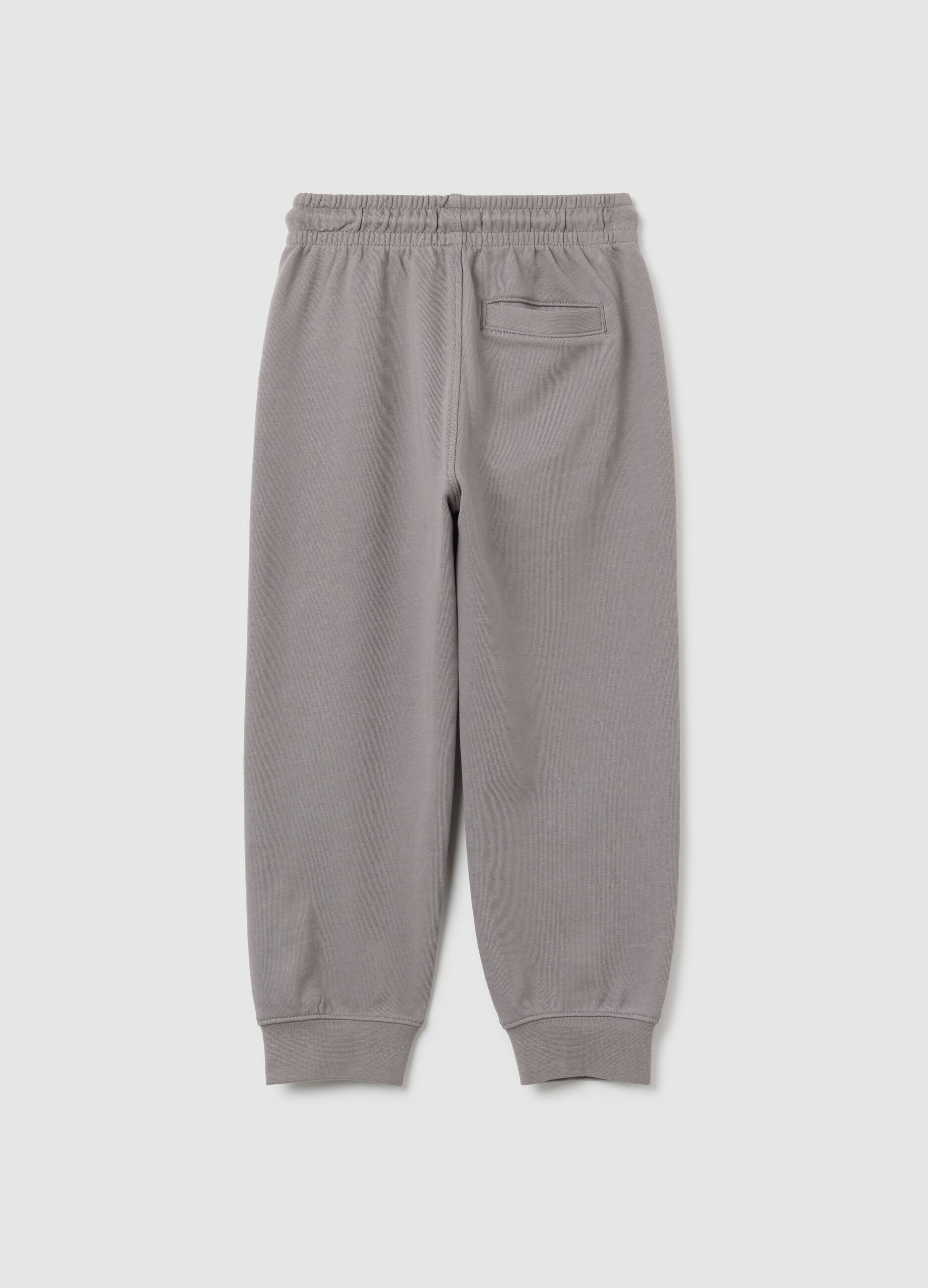 Jogger da bambino in puro cotone grigio regular fit