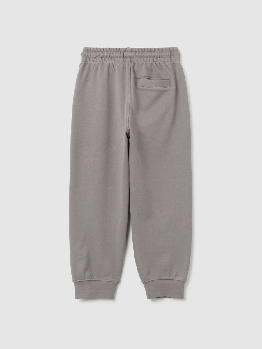 Jogger da bambino in puro cotone grigio regular fit_1