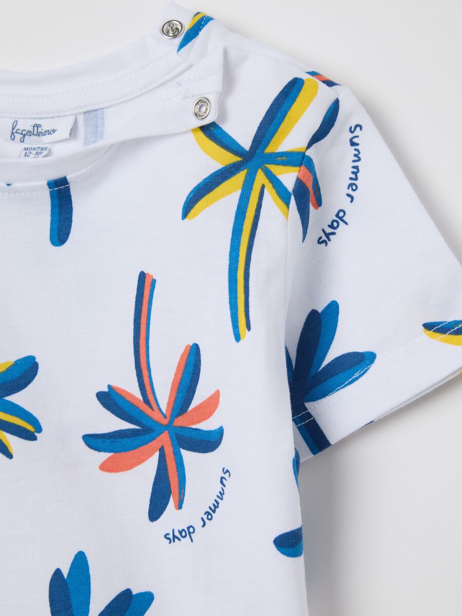 White cotton T-shirt with palms print_3