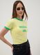 Tank top in cotone elasticizzato giallo regular fit con stampa Brasile_0