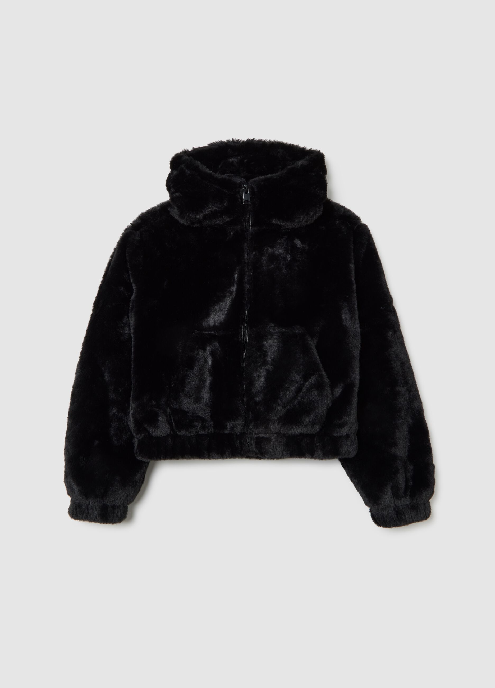 Girls' black regular fit jacket with zip