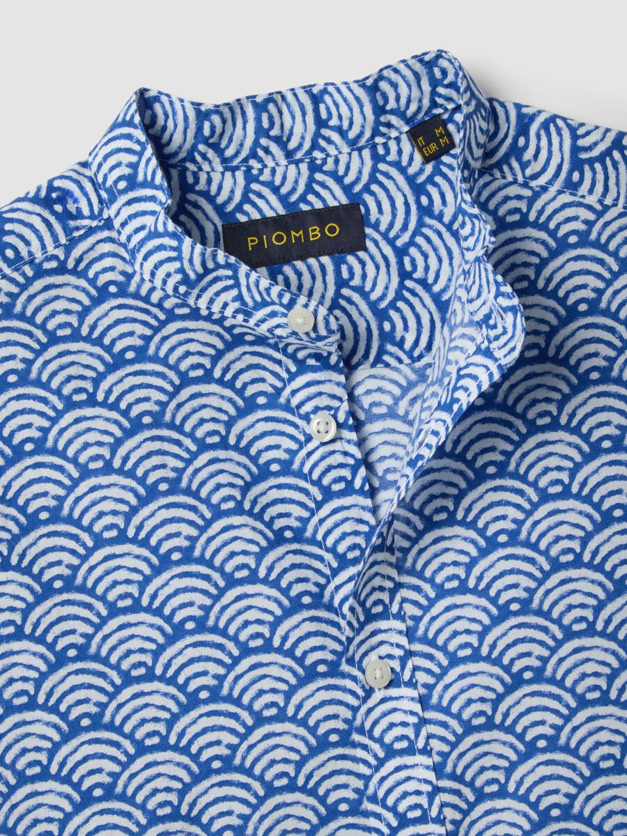 Camicia multicolor con collo alla coreana in puro cotone regular fit_5