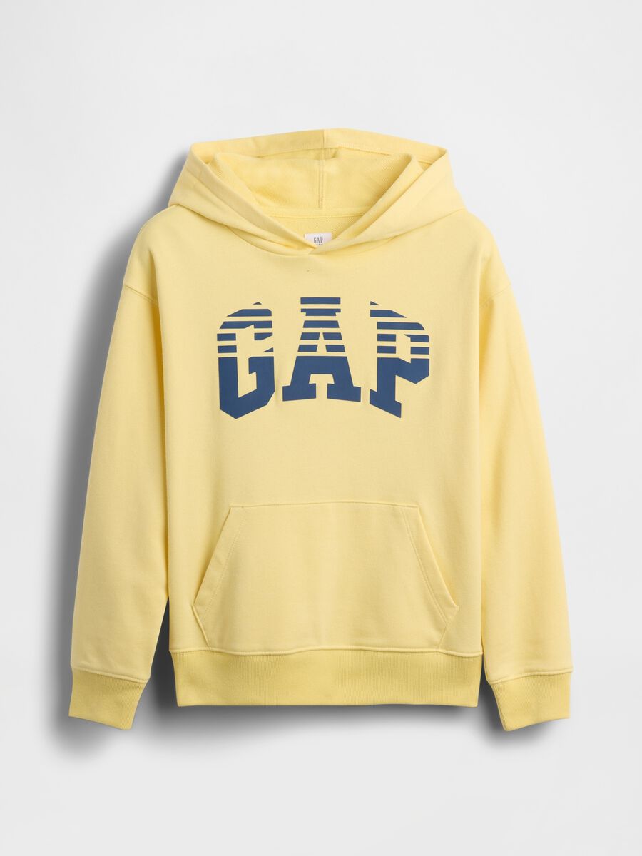 Felpa in misto cotone gialla da bambino regular fit con logo_3