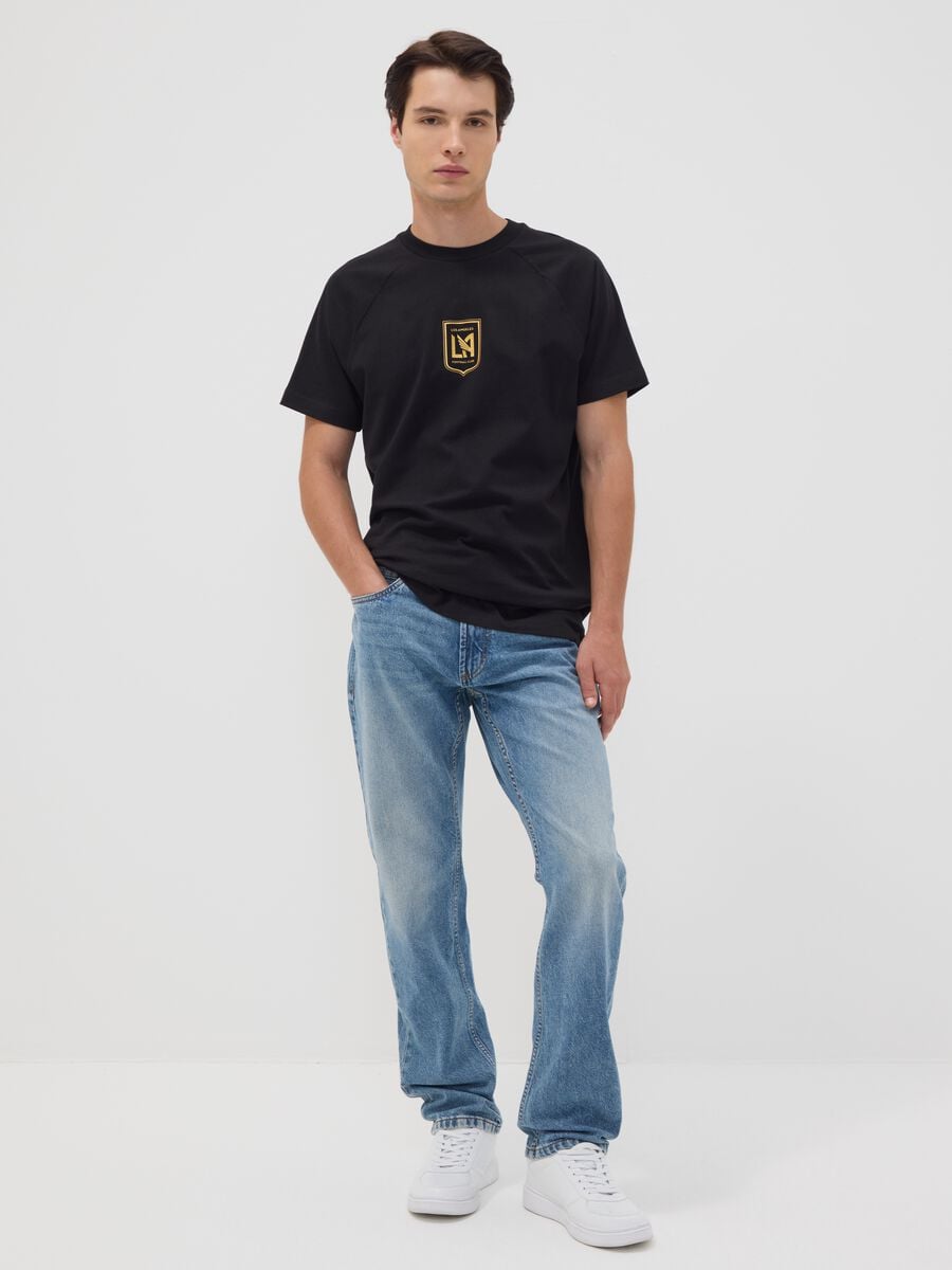 Black pure cotton T-shirt with Los Angeles FC print_2