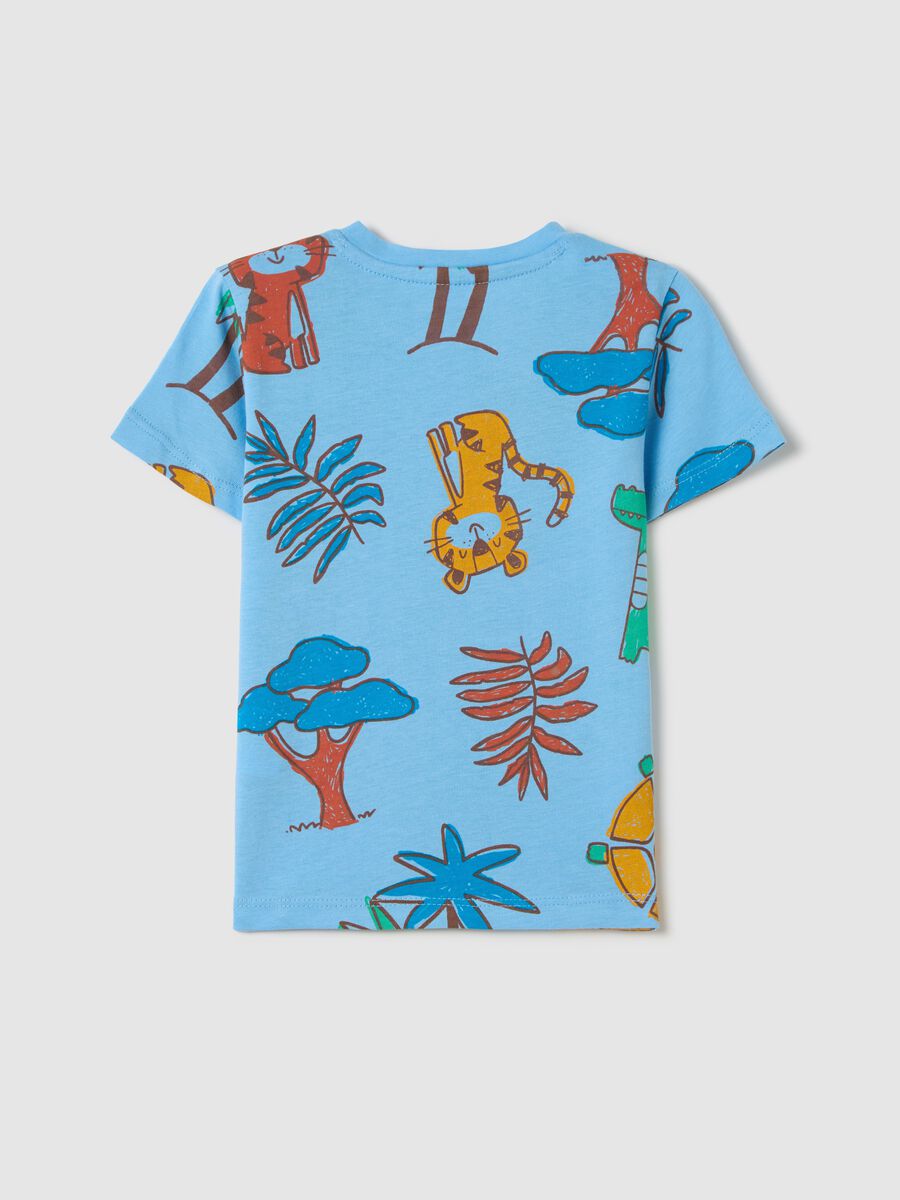 Light blue cotton T-shirt with print_1