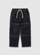 Kids' Black Denim Relaxed Fit Cargo Trousers_0