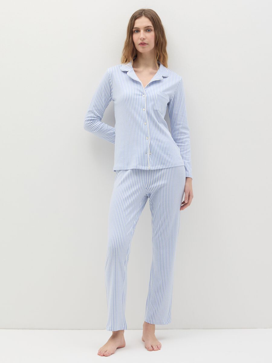 Long pyjamas in striped cotton_0