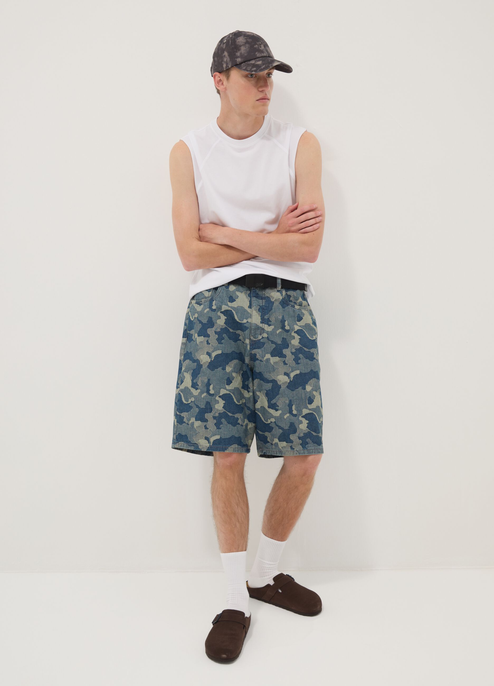 Tank top bianco in puro cotone regular fit