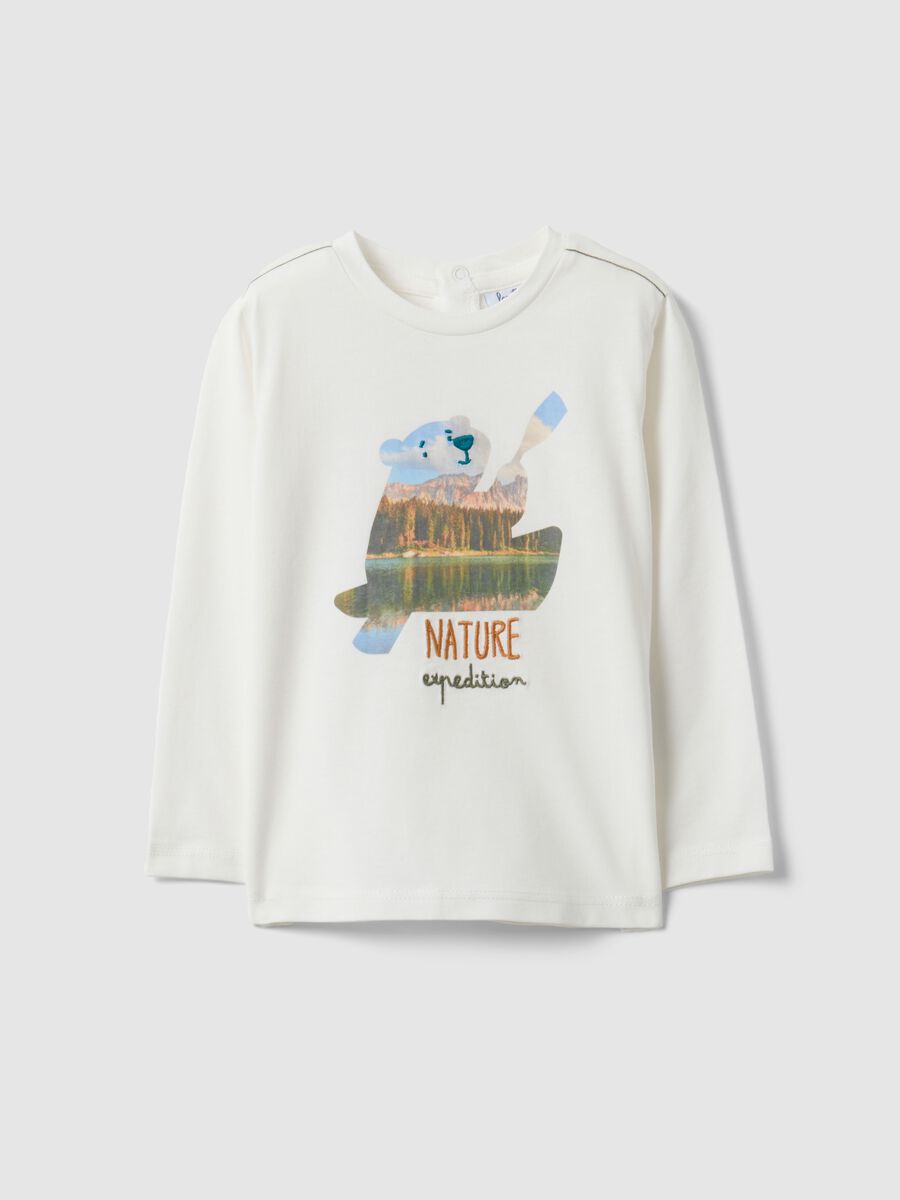 White Long Sleeve Cotton T-Shirt for Children_0