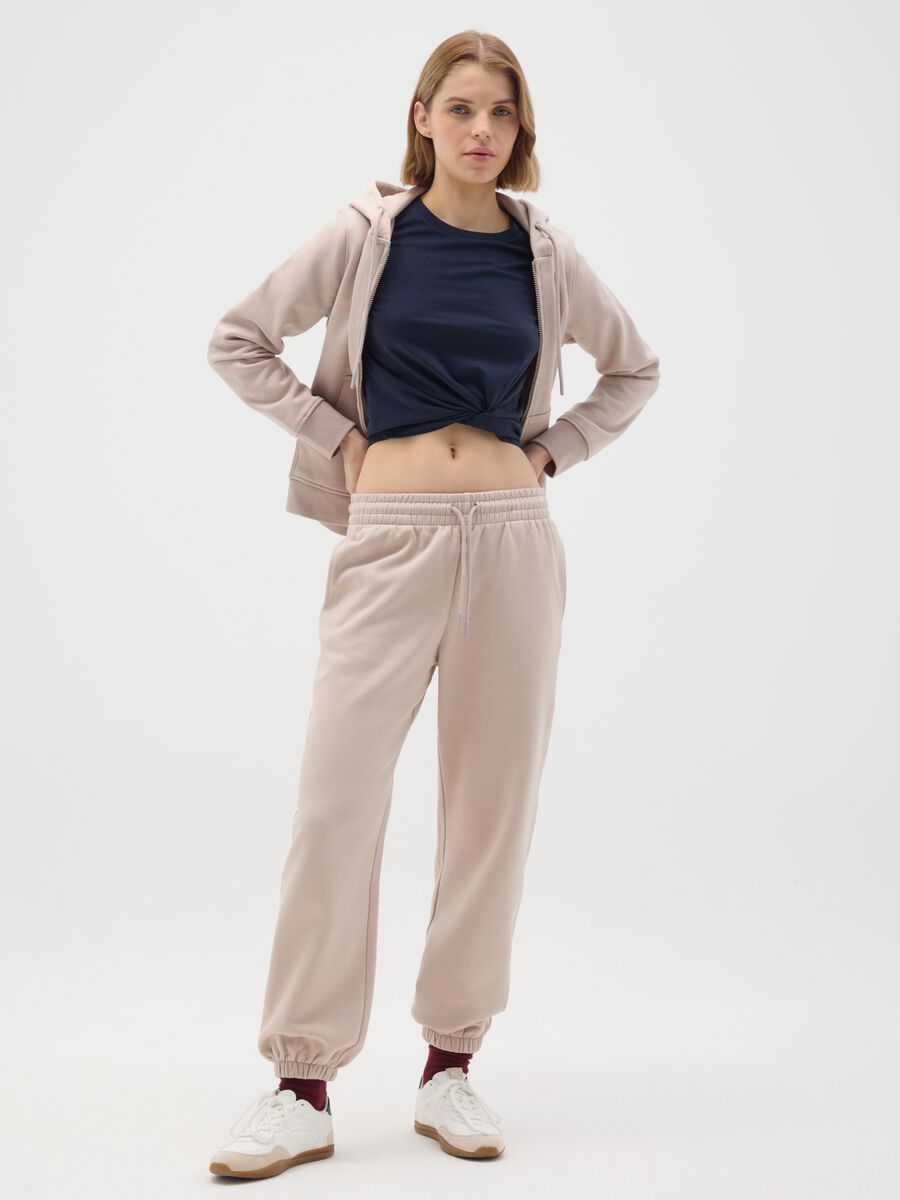 Pantaloni in misto cotone beige regular fit_0