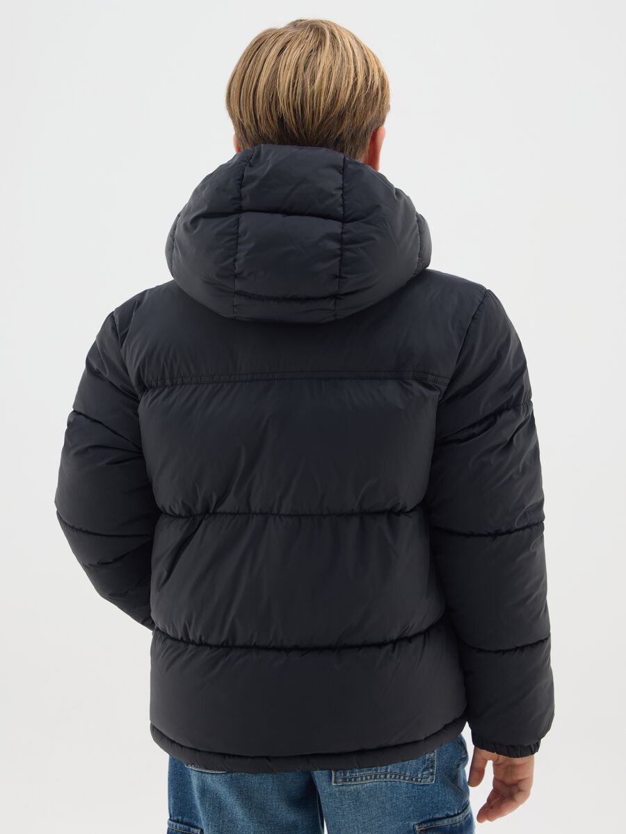 Black The Iconic Puffer Jacket for Boys with Hood_1